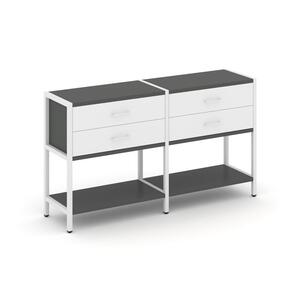 Двухсекционный стеллаж двухярусный с ящиками