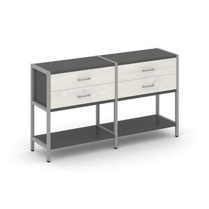 Двухсекционный стеллаж двухярусный с ящиками