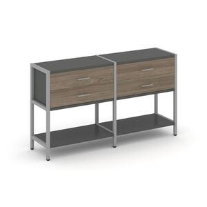 Двухсекционный стеллаж двухярусный с ящиками