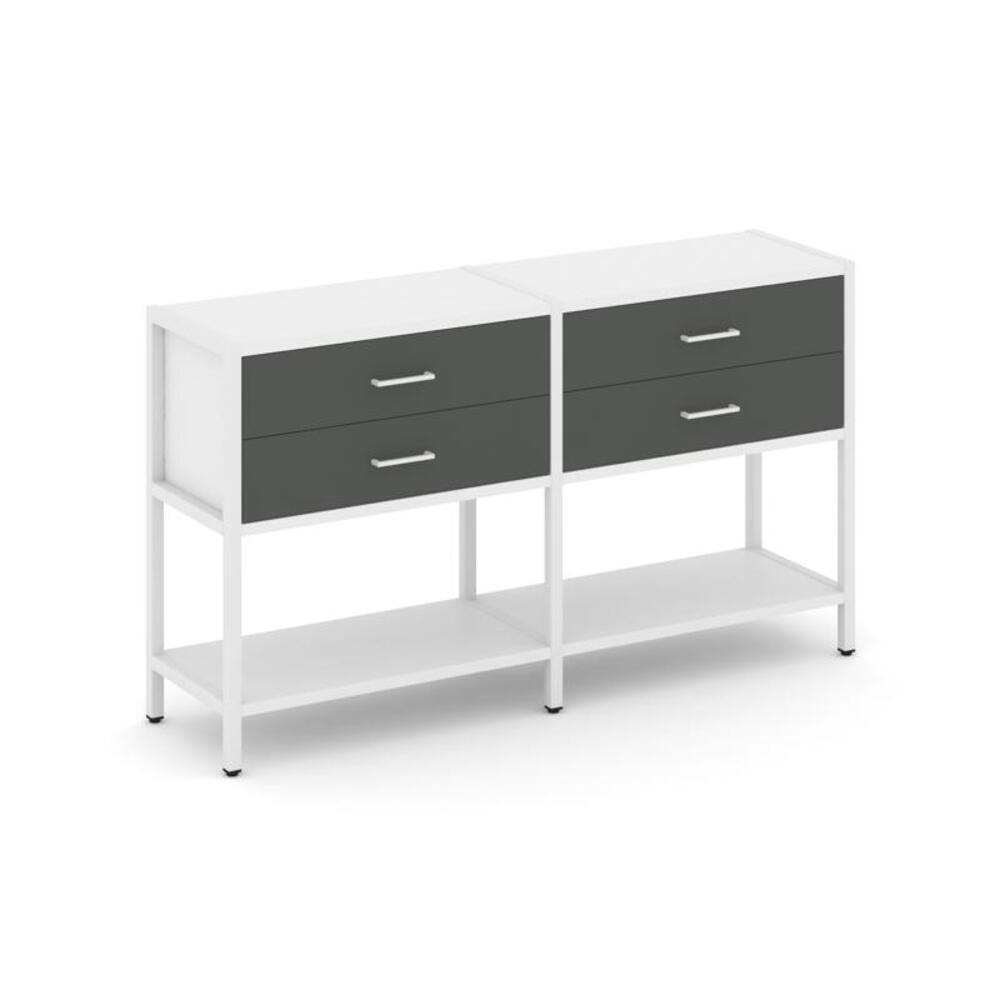 Двухсекционный стеллаж двухярусный с ящиками