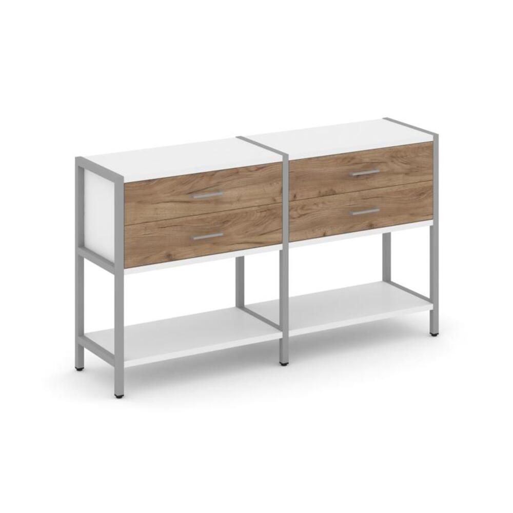 Двухсекционный стеллаж двухярусный с ящиками