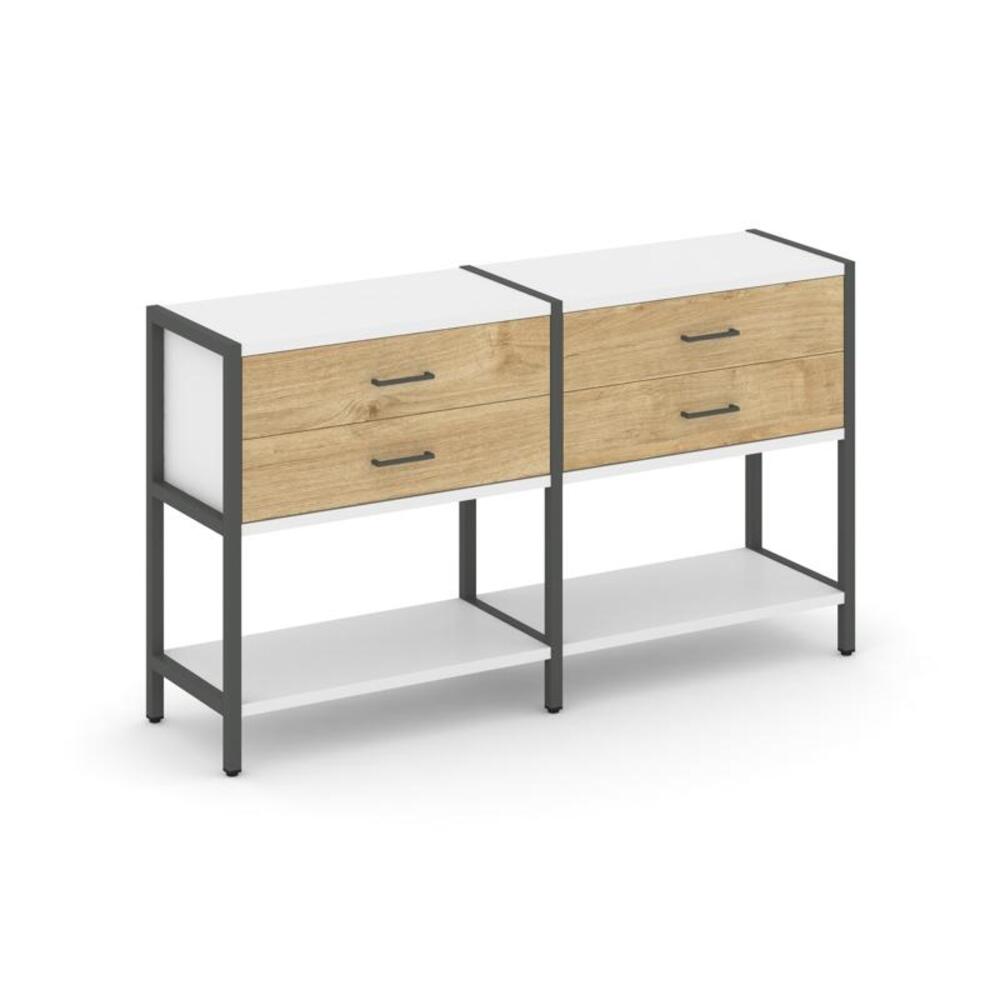 Двухсекционный стеллаж двухярусный с ящиками