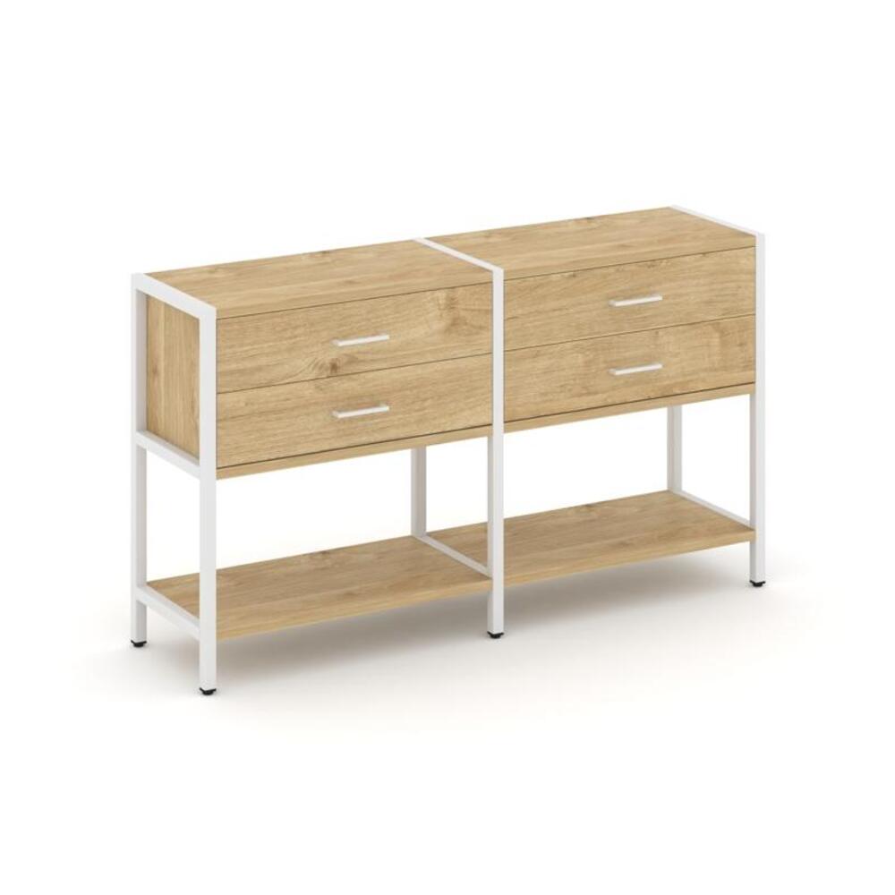 Двухсекционный стеллаж двухярусный с ящиками