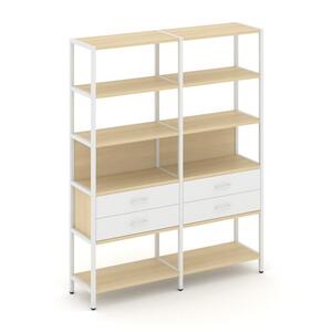 Двухсекционный стеллаж пятиярусный с ящиками