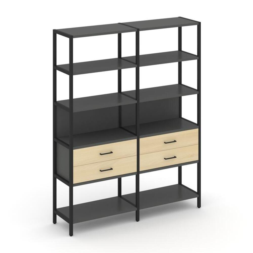 Двухсекционный стеллаж пятиярусный с ящиками