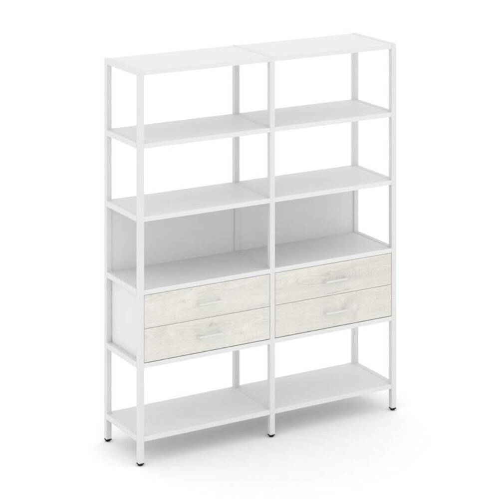 Двухсекционный стеллаж пятиярусный с ящиками