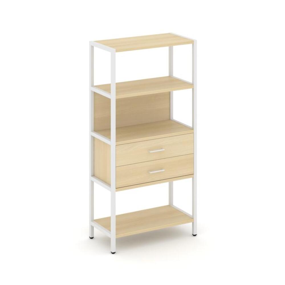 Односекционный стеллаж четырехярусный с ящиками