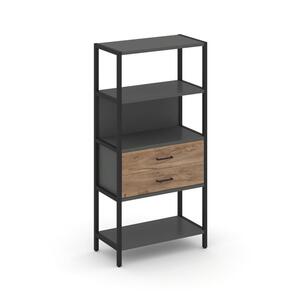 Односекционный стеллаж четырехярусный с ящиками