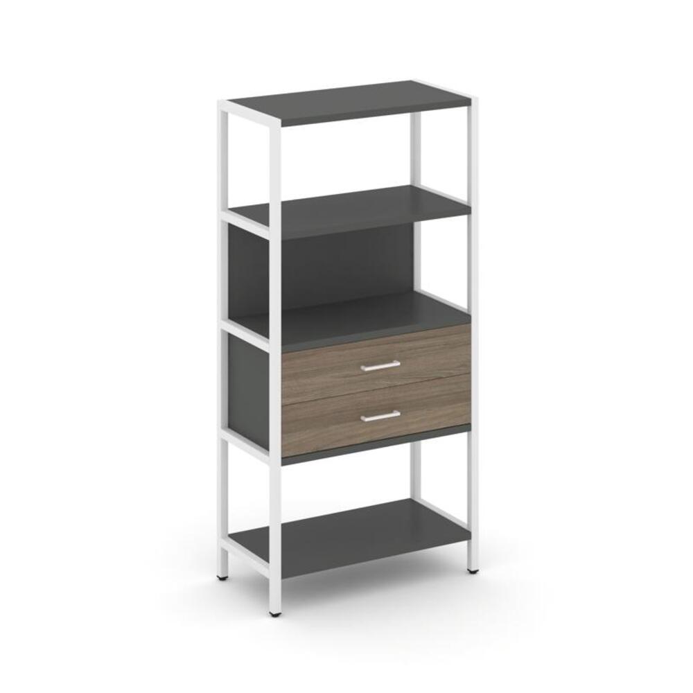 Односекционный стеллаж четырехярусный с ящиками