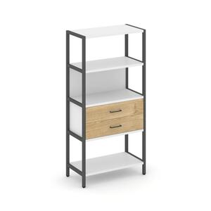 Односекционный стеллаж четырехярусный с ящиками