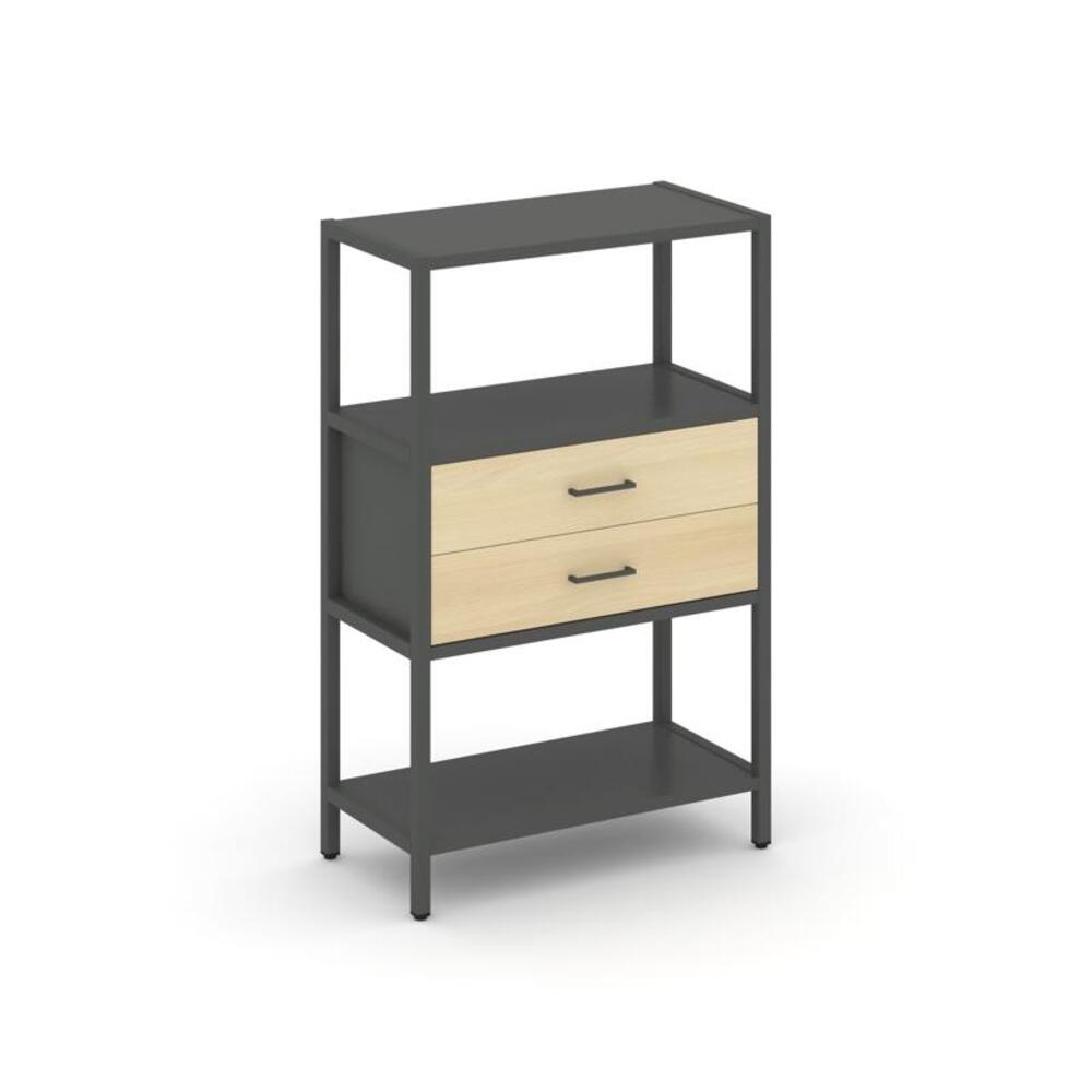 Односекционный стеллаж трехярусный с ящиками