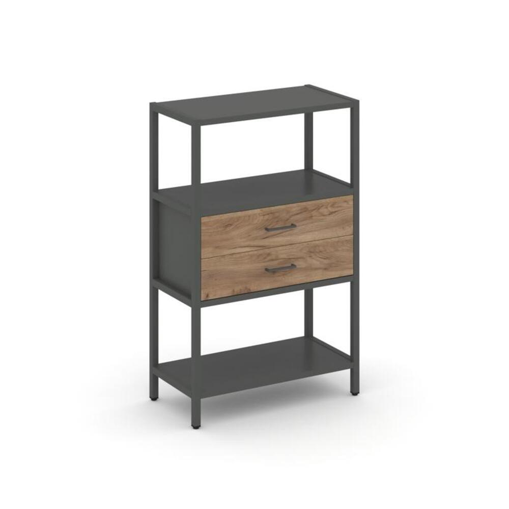 Односекционный стеллаж трехярусный с ящиками