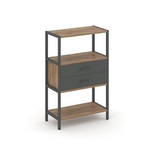 Односекционный стеллаж трехярусный с ящиками