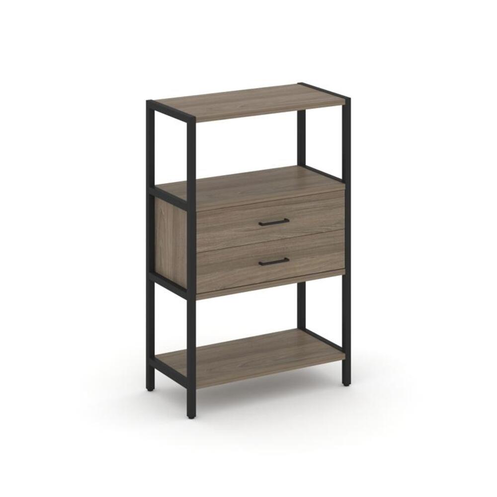 Односекционный стеллаж трехярусный с ящиками