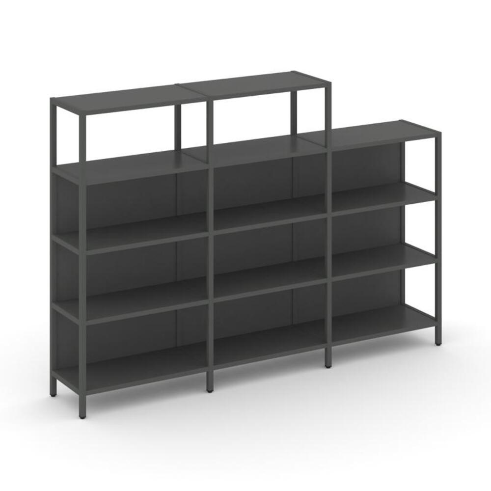 Трехсекционный стеллаж четырех/трехярусный