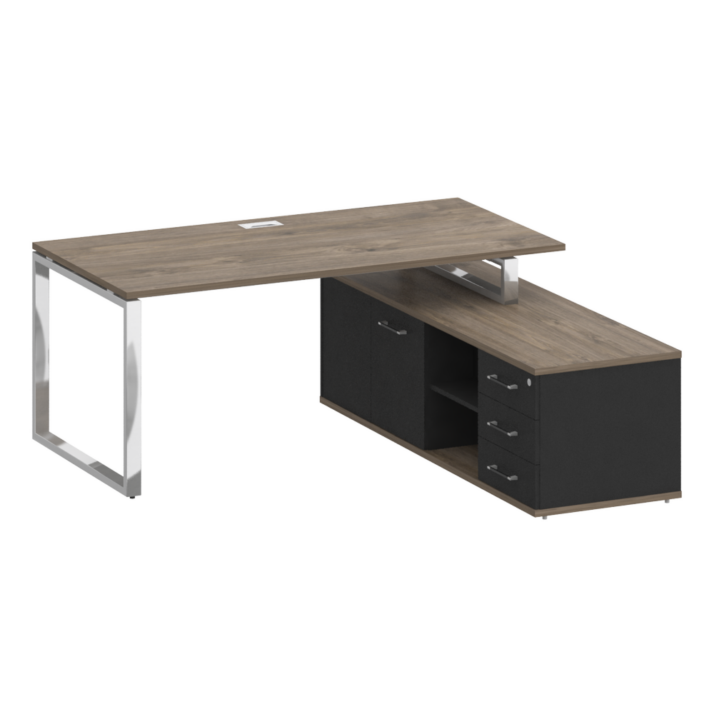 Стол руководителя с опорной греденцией, правый