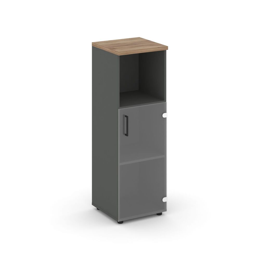 Шкаф средний узкий правый (1 низкий фасад стекло прозрачное)