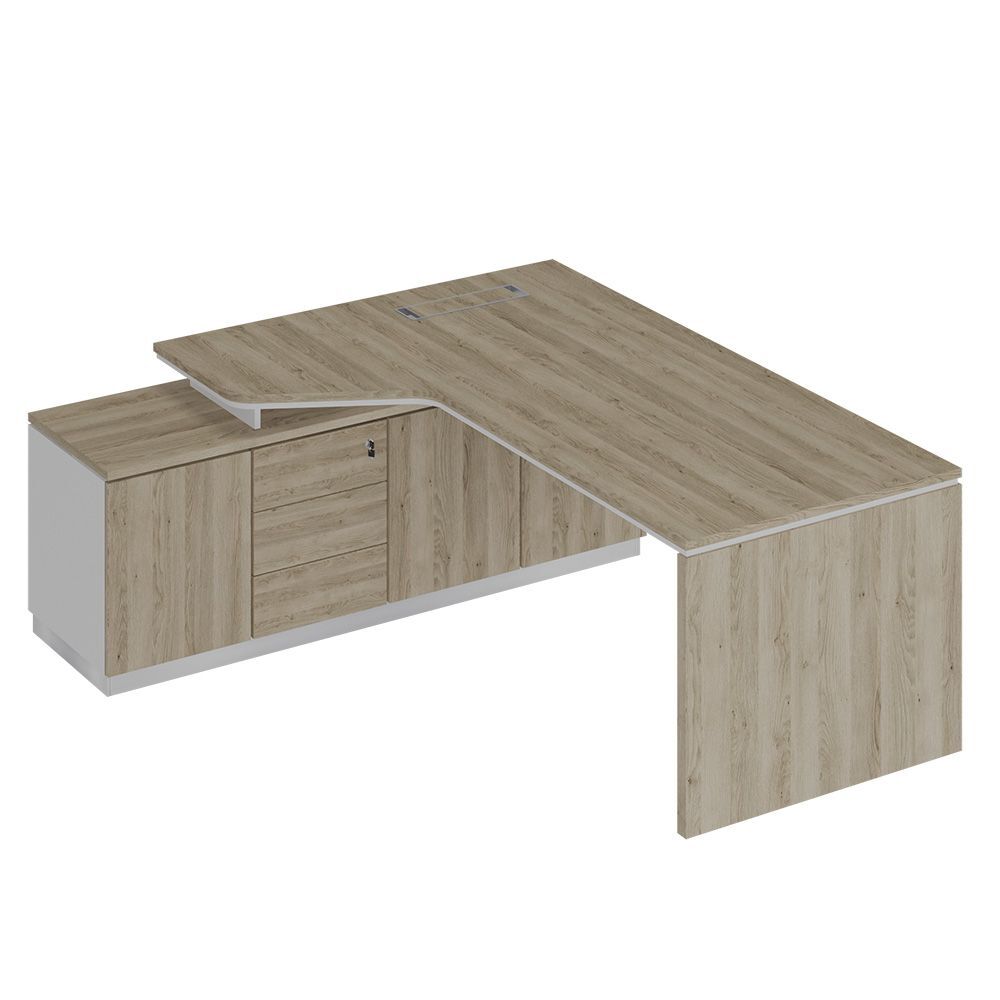 Стол эргономичный на опорной тумбе левый