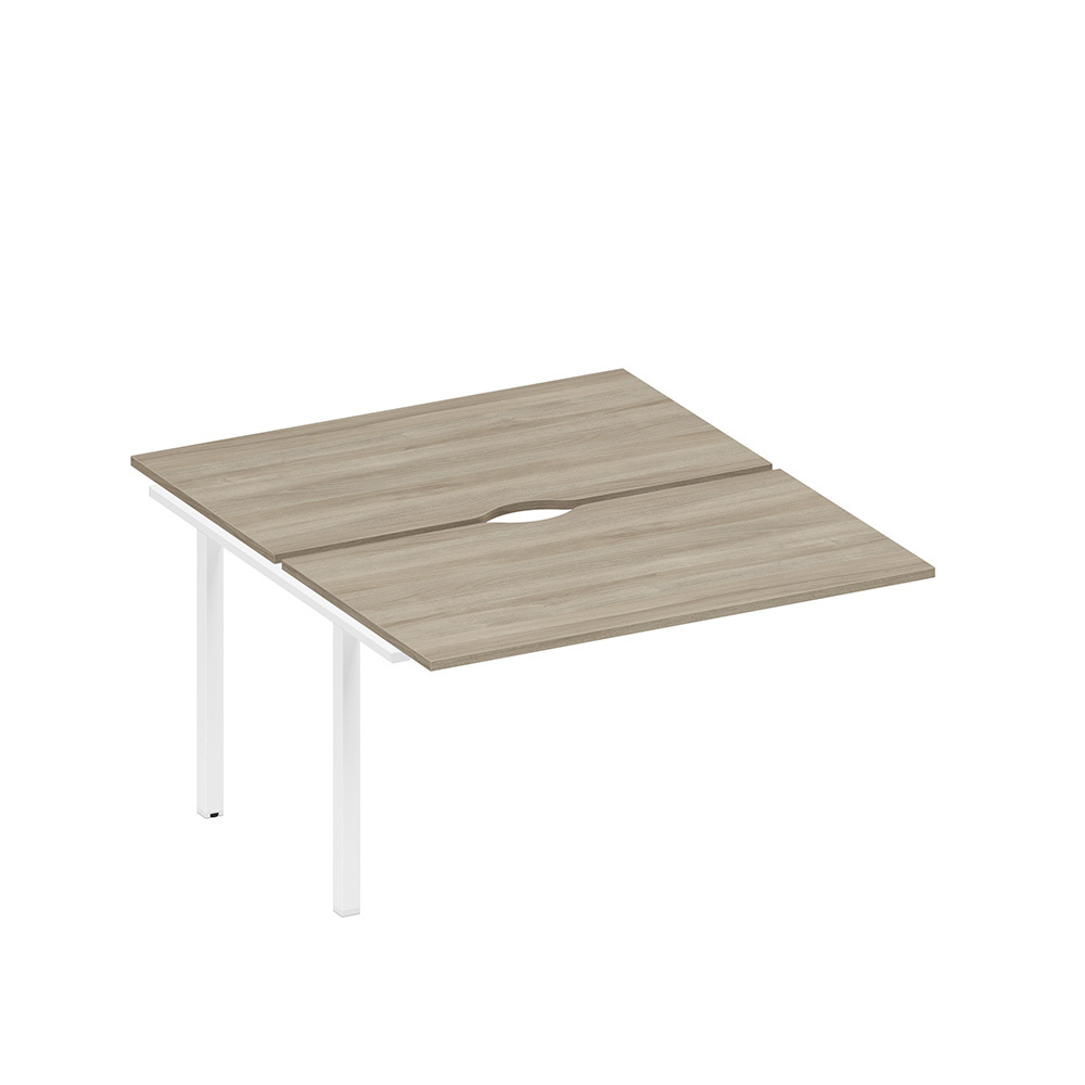 Секция стола рабочей станции на металлокаркасе, столешницы с вырезом